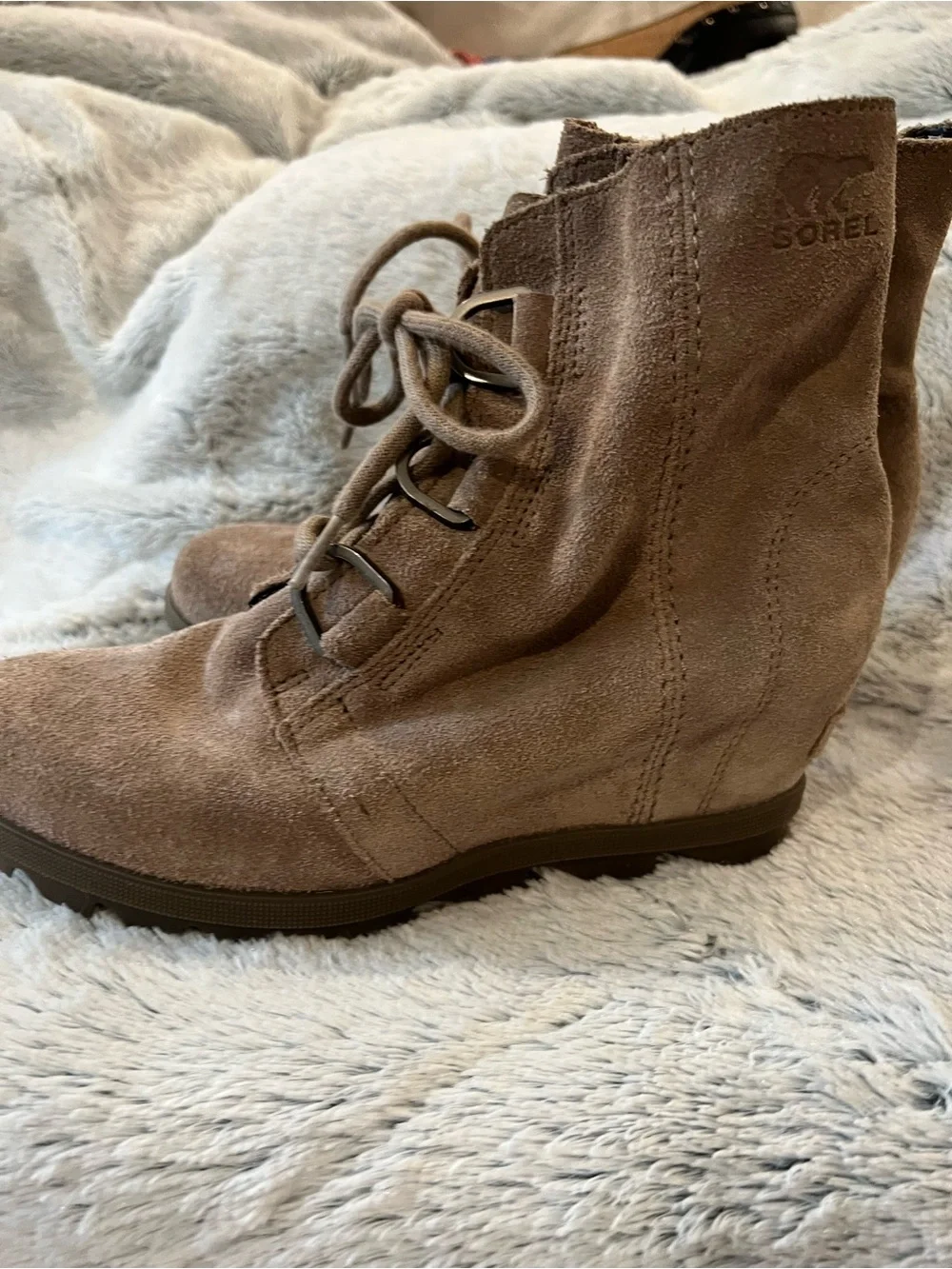 Sorel Joan Of Arctic Wedge II Women's Ankle Boots Elk Brown Leather